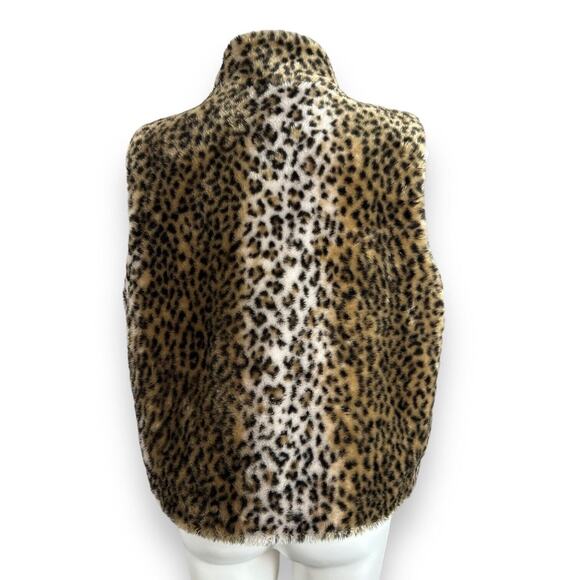 Cejon Accessories Inc Vest Faux Fur Leopard Print Mob Wife Full Front Zip Sz L - Picture 3 of 12